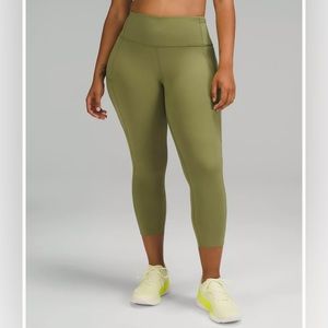 Lululemon Fast Free High-Rise Crop 23" Bronze Green Pockets